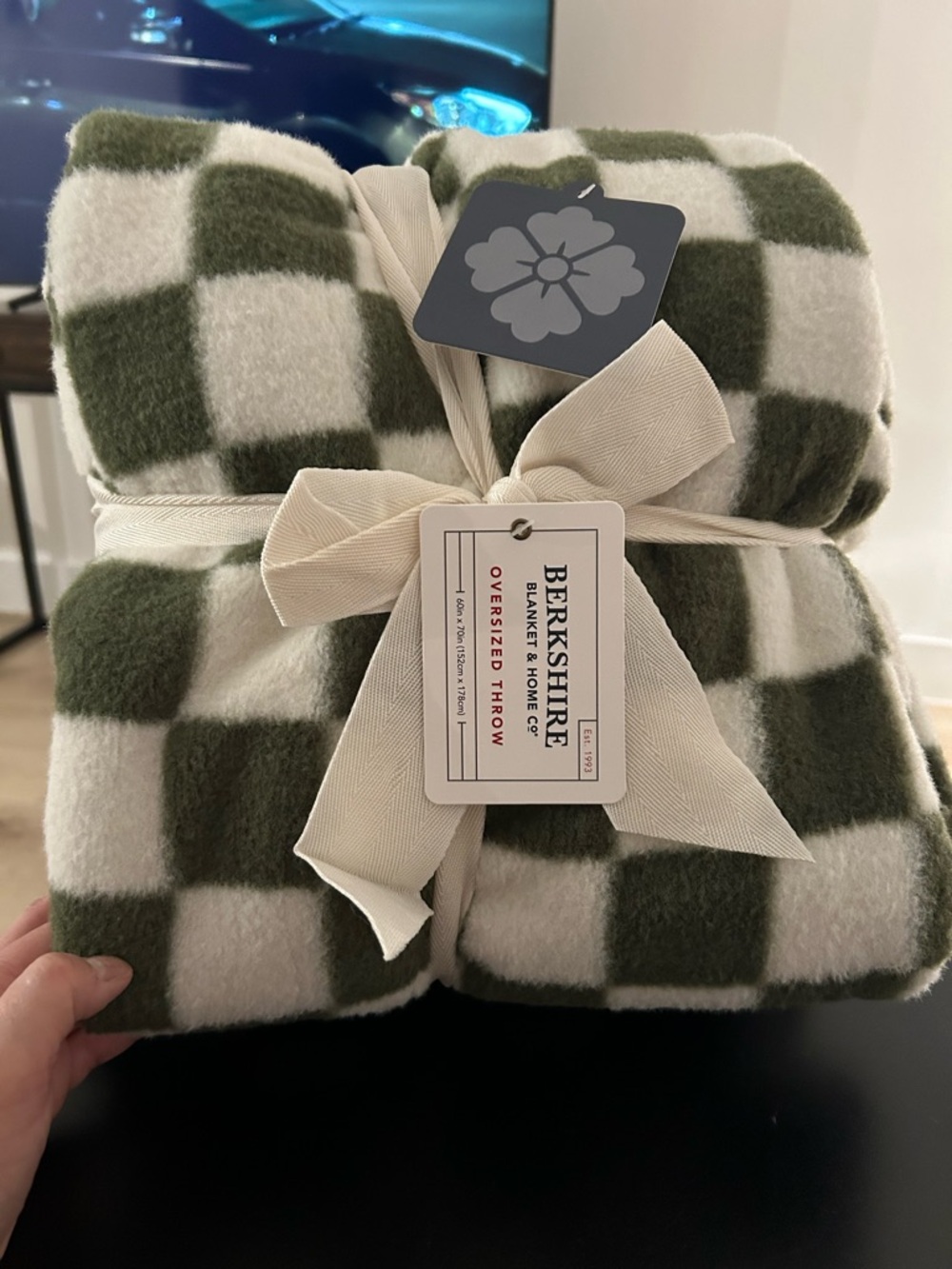 Berkshire Olive & White Checkered Oversized Throw